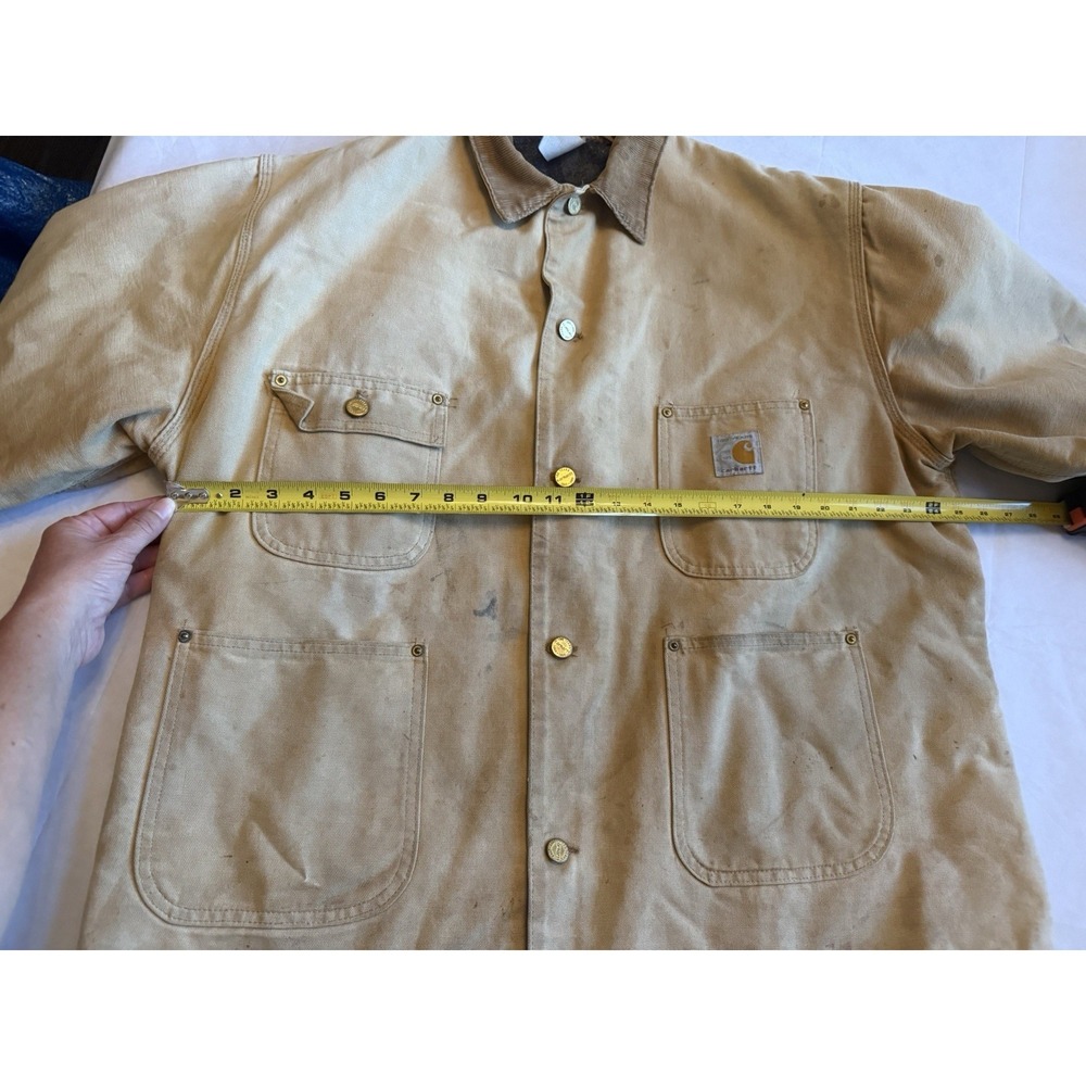 Vintage Carhartt USA Chore Coat Blanket Lined Tan Duck Work Jacket 100 Years Vtg - Picture 8 of 16